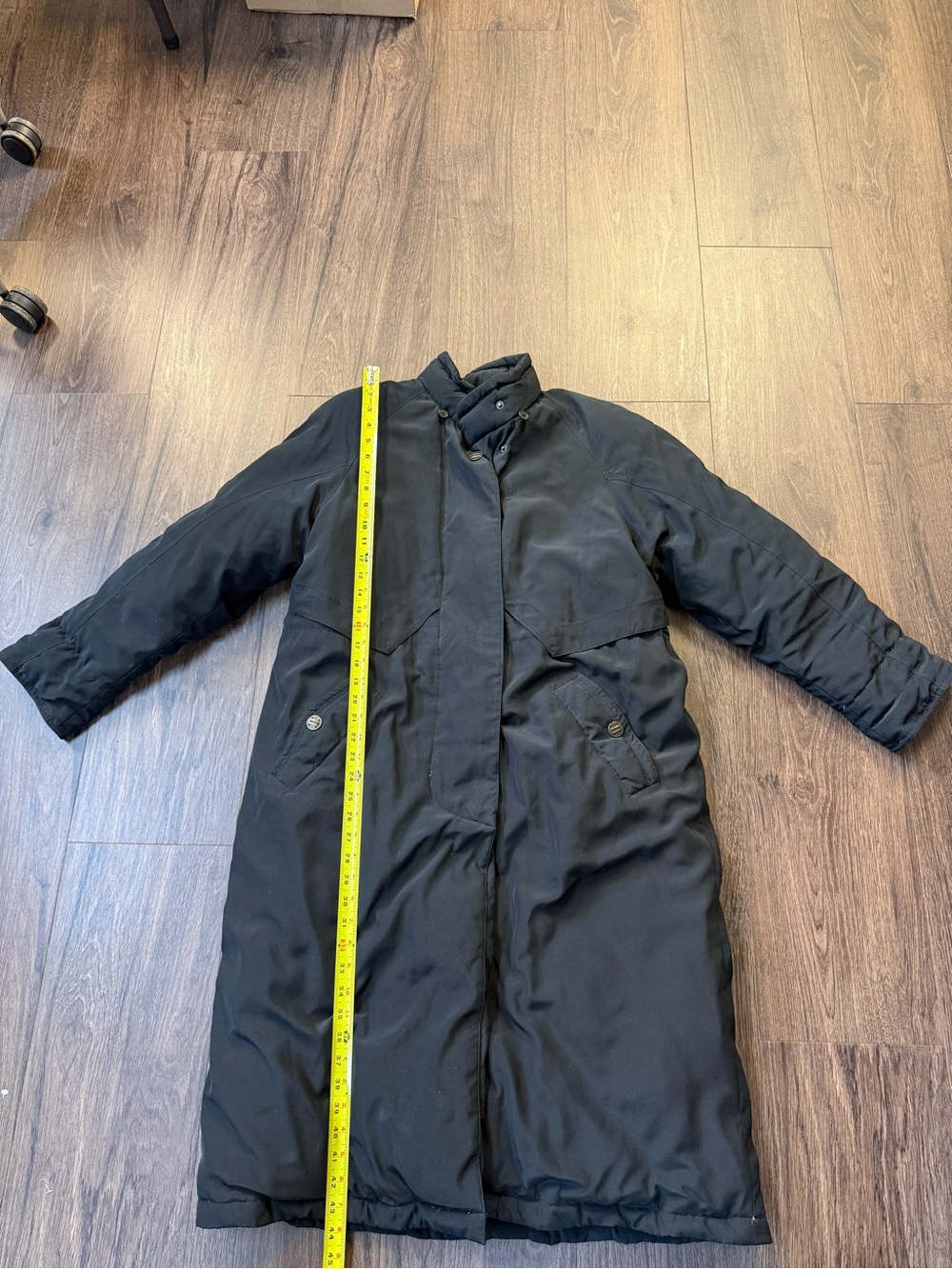 Utex Black Long Down Puffer Coat with High Collar Size 8